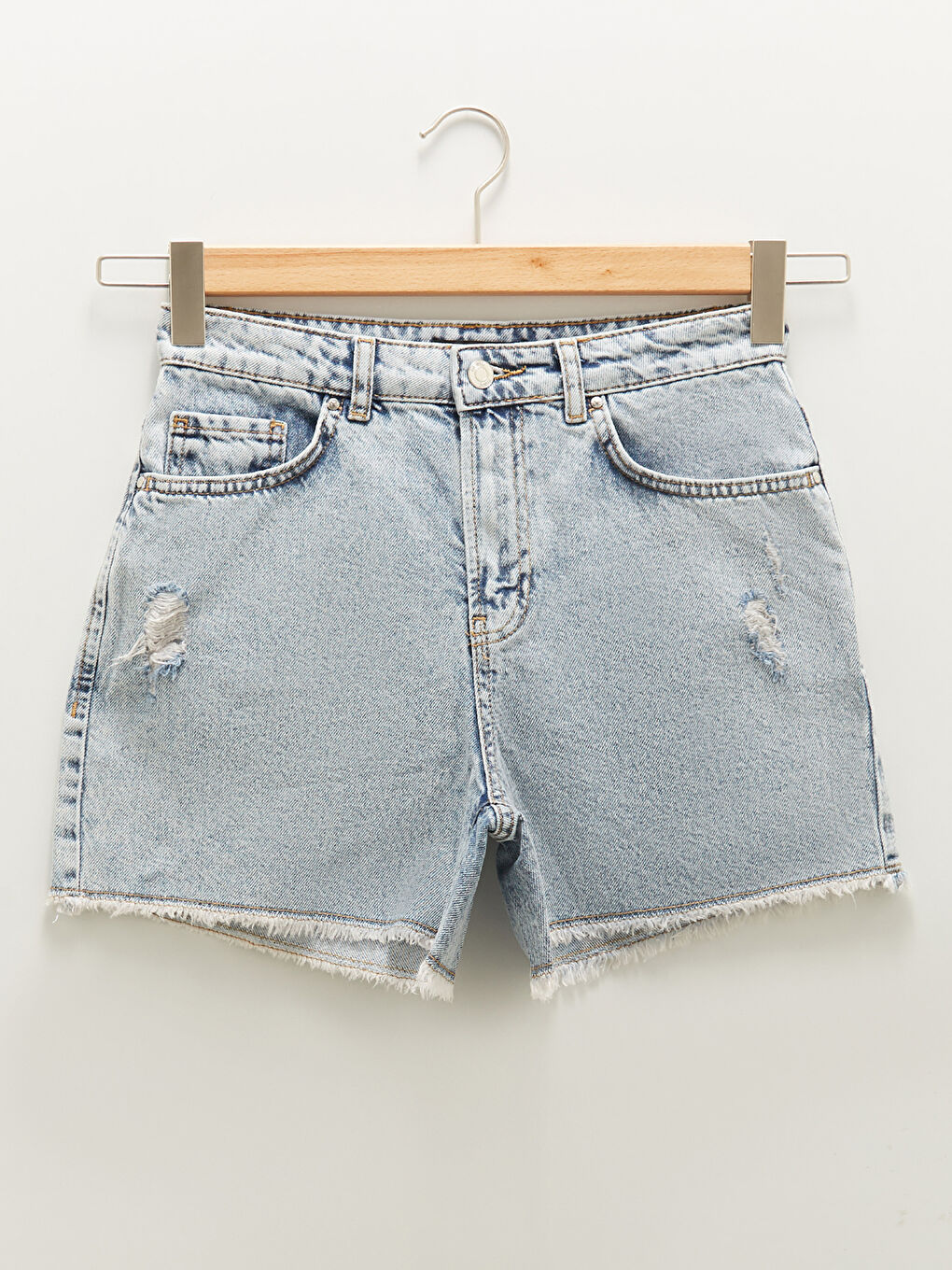 Mom Fit Women's Pocket Detailed Jean Shorts-5