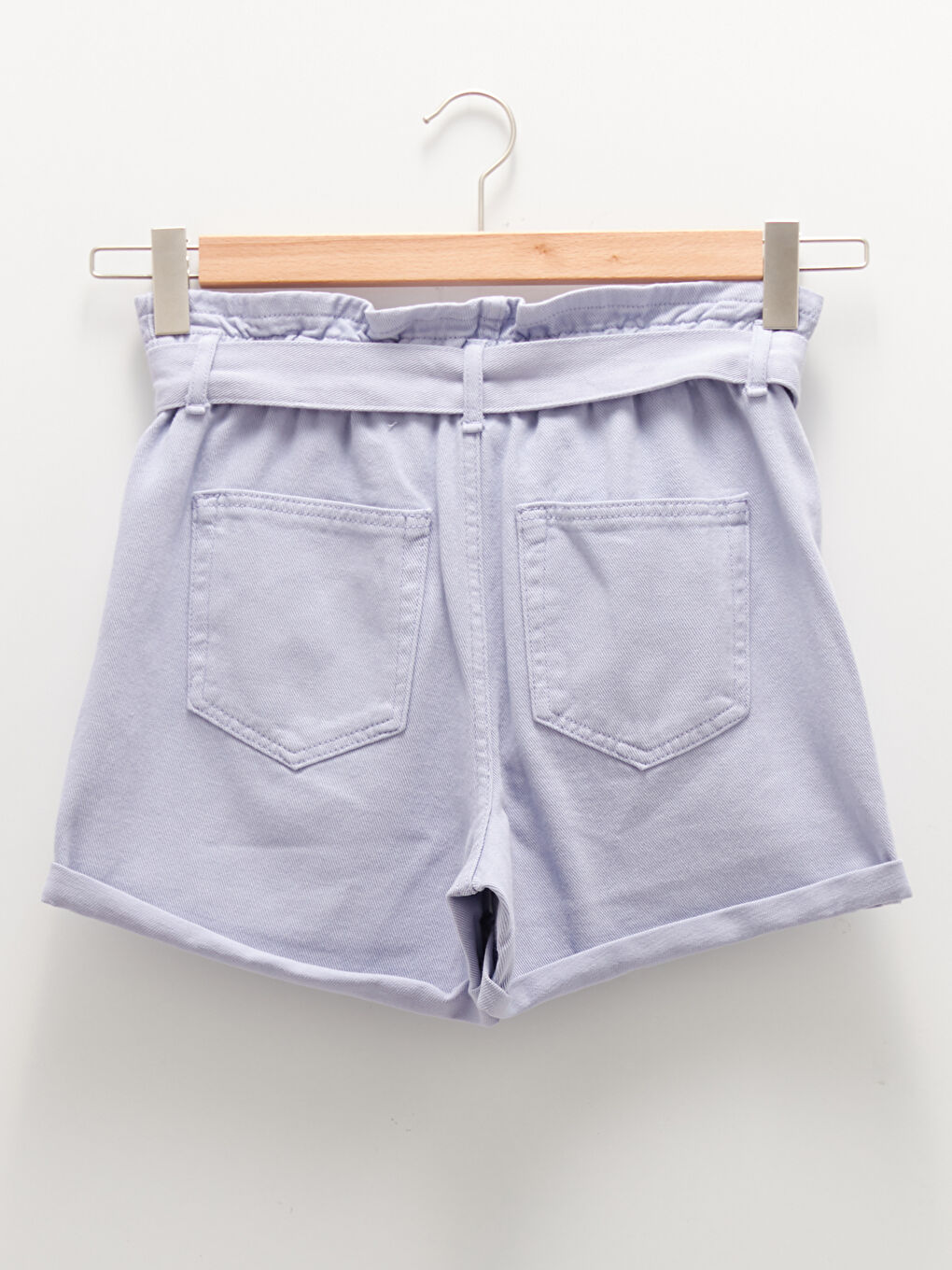 Mom Fit Women's Pocket Detailed Jean Shorts With Waist Belt-6