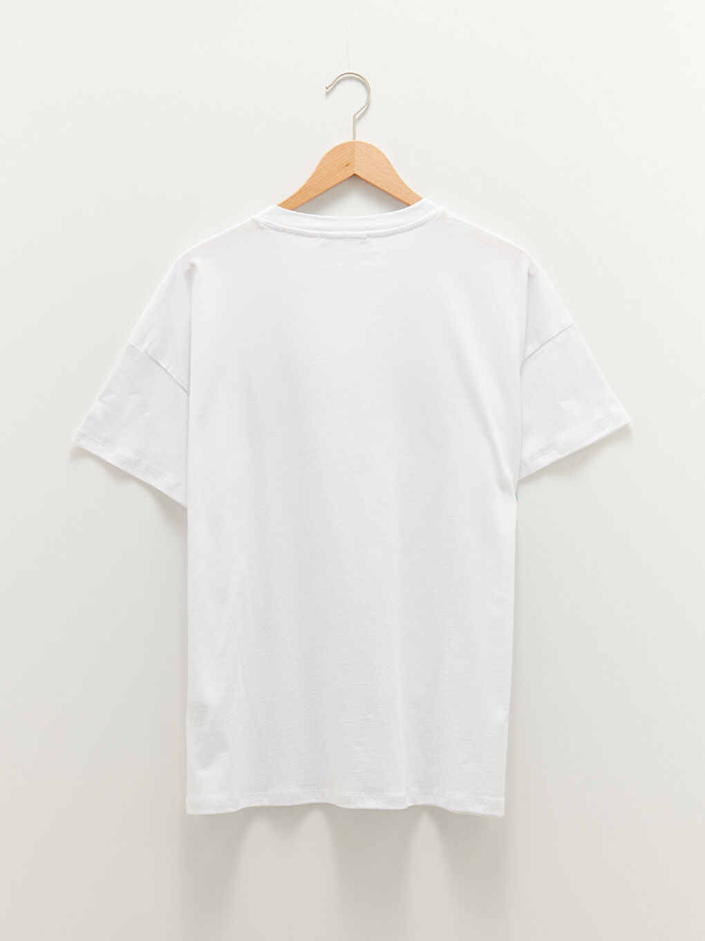 Beyaz Bisiklet Yaka Baskılı Kısa Kollu Pamuklu Hamile Tişört-6