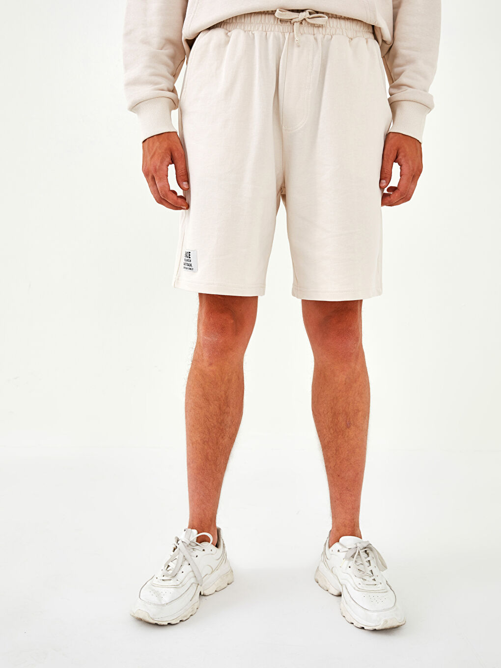 Bej Standart Kalıp Örme Erkek Şort-3