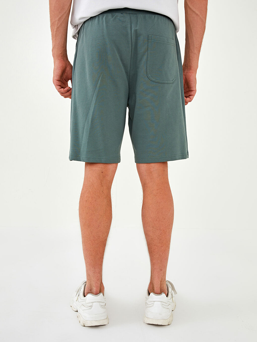 Yeşil Standart Kalıp Örme Erkek Şort-4