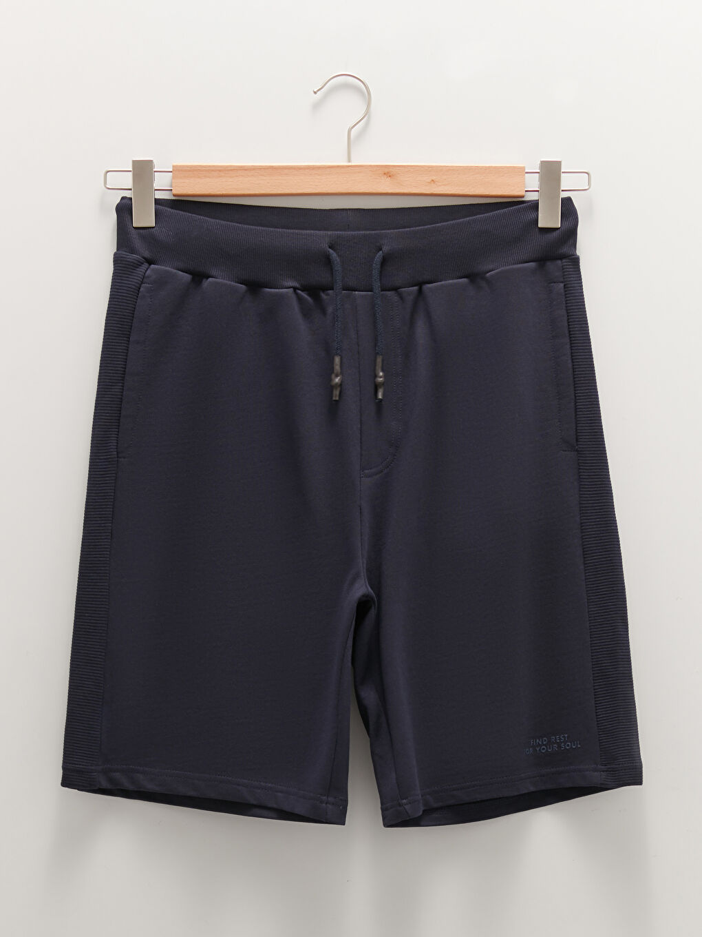 Lacivert Standart Kalıp Örme Erkek Şort-5