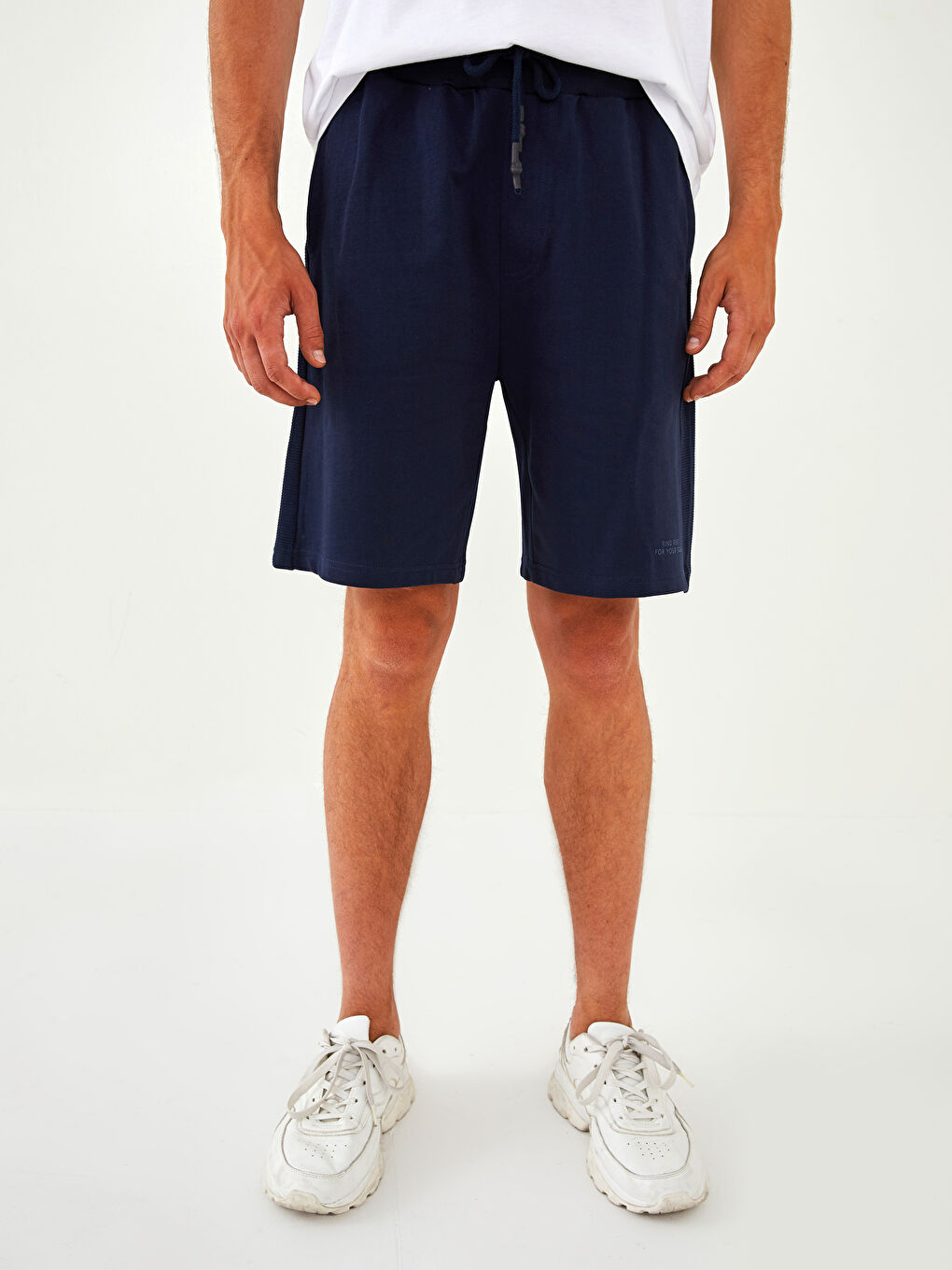 Lacivert Standart Kalıp Örme Erkek Şort-3