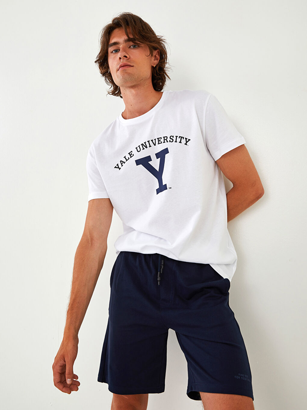 Lacivert Standart Kalıp Örme Erkek Şort-1