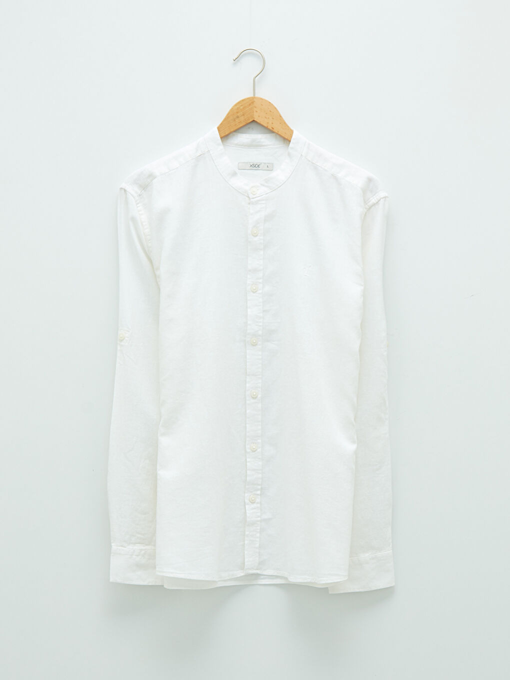 Slim Fit Grandad Collar Long Sleeve Men's Shirt-6