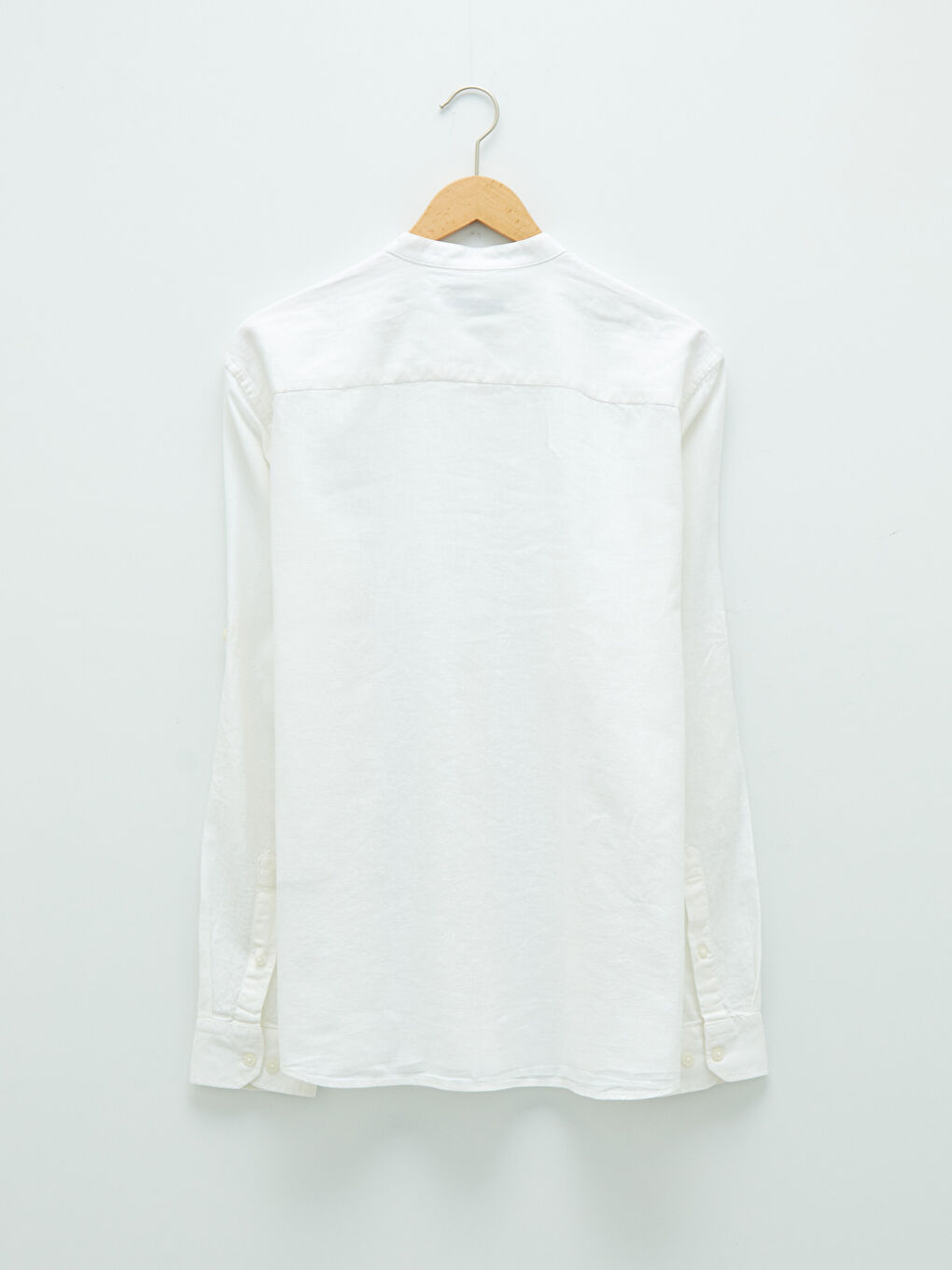 Slim Fit Grandad Collar Long Sleeve Men's Shirt-7