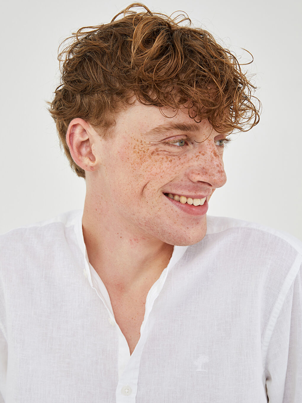 Slim Fit Grandad Collar Long Sleeve Men's Shirt-3