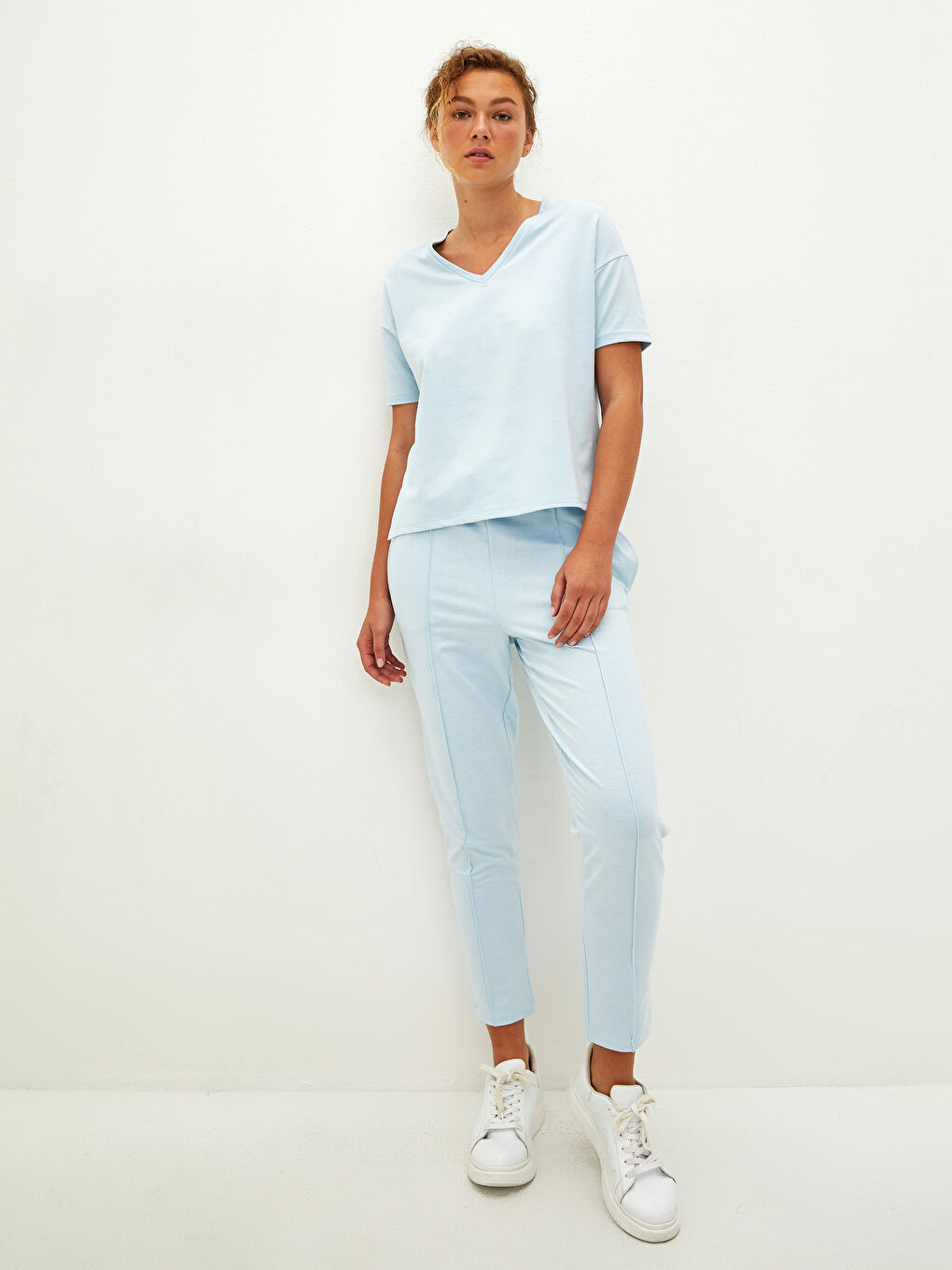 LCW Vision V-Neck Straight Short Sleeve Women's Crop -S1LR35Z8-GA8