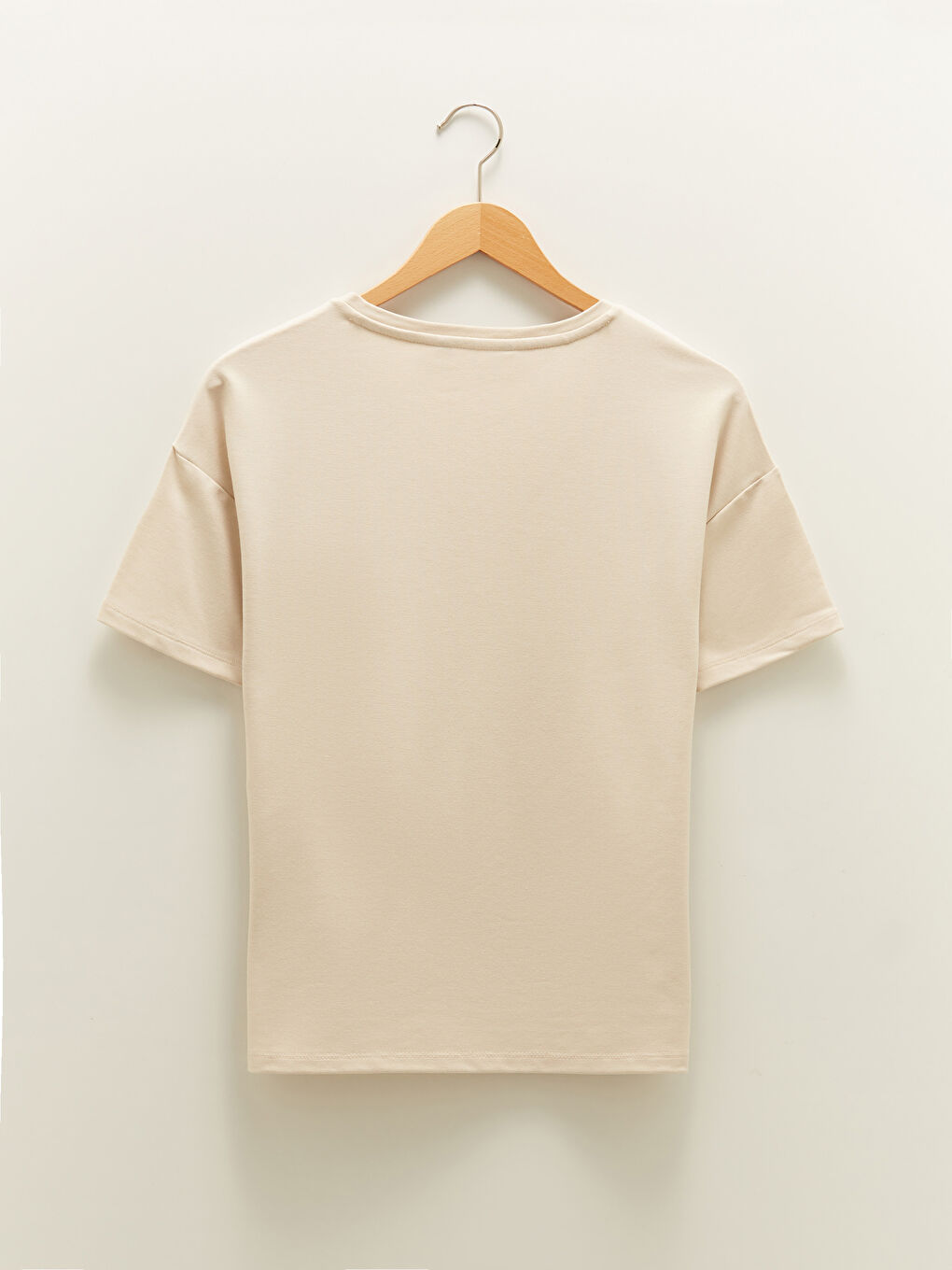 Gri V Yaka Düz Kısa Kollu Kadın Crop-6