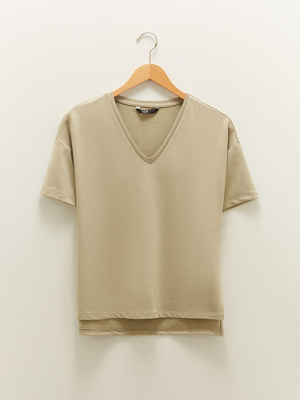 LCW Vision V-Neck Straight Short Sleeve Women's Crop -S1LR35Z8-GHY