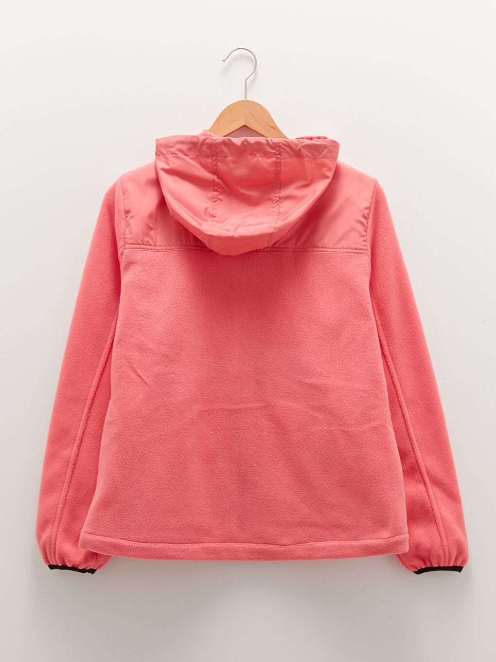 Pembe Kapüşonlu Düz Uzun Kollu Kadın Outdoor Mont-6