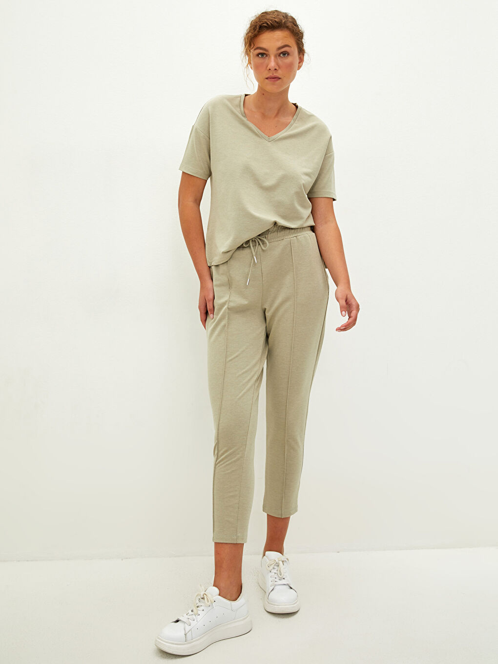 Elastic Waist Regular Pocket Detailed Women's Jogger Sweatpants -S1LR48Z8-GHY