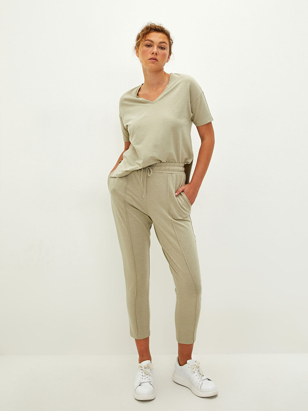 Elastic Waist Regular Pocket Detailed Women's Jogger Sweatpants -S1LR48Z8-GHY