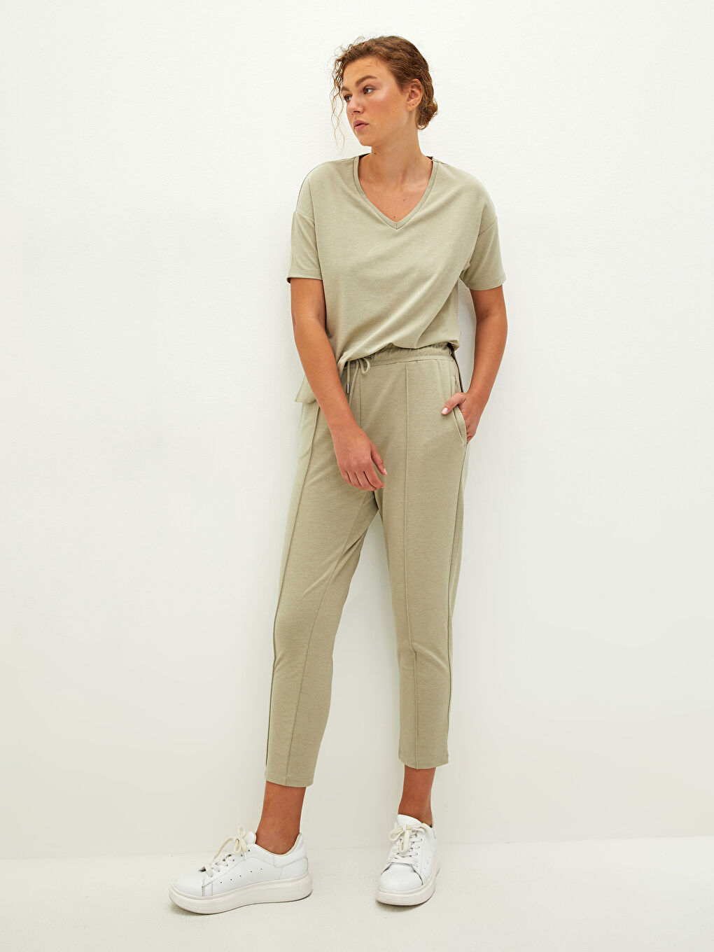 Elastic Waist Regular Pocket Detailed Women's Jogger Sweatpants -S1LR48Z8-GHY