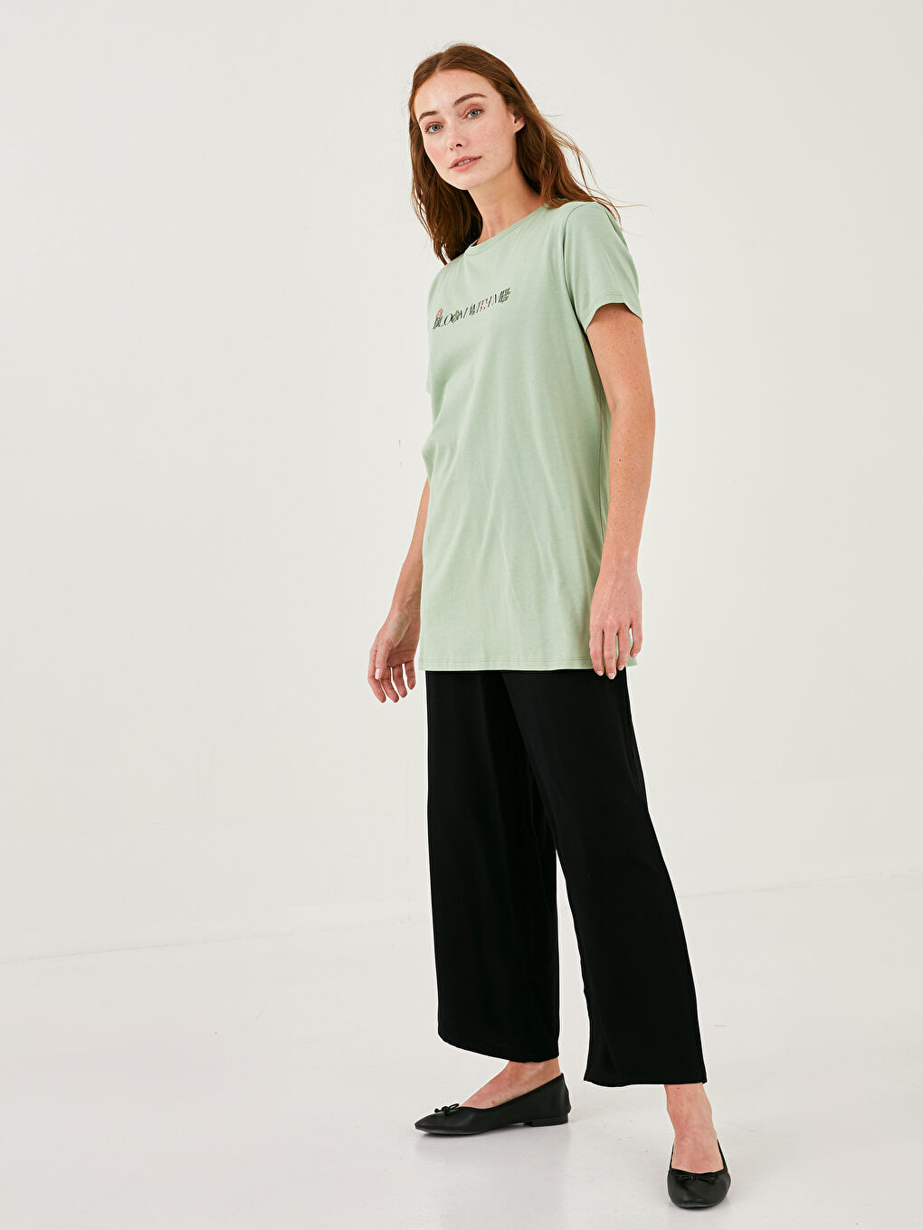 Crew Neck Embroidered Short Sleeve Cotton Women's Tunic-5