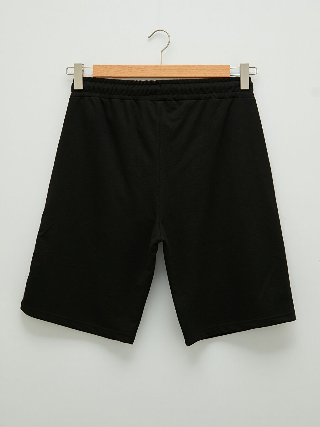 Siyah Slim Fit Örme Erkek Şort-5