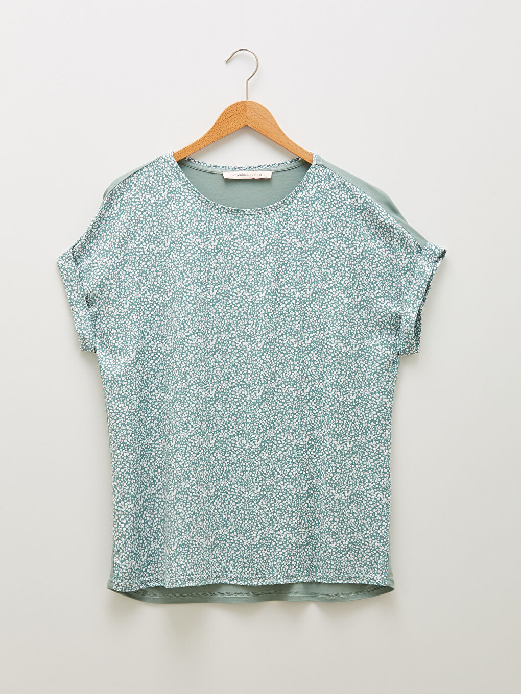 Crew Neck Patterned Short Sleeve Women's Blouse-5