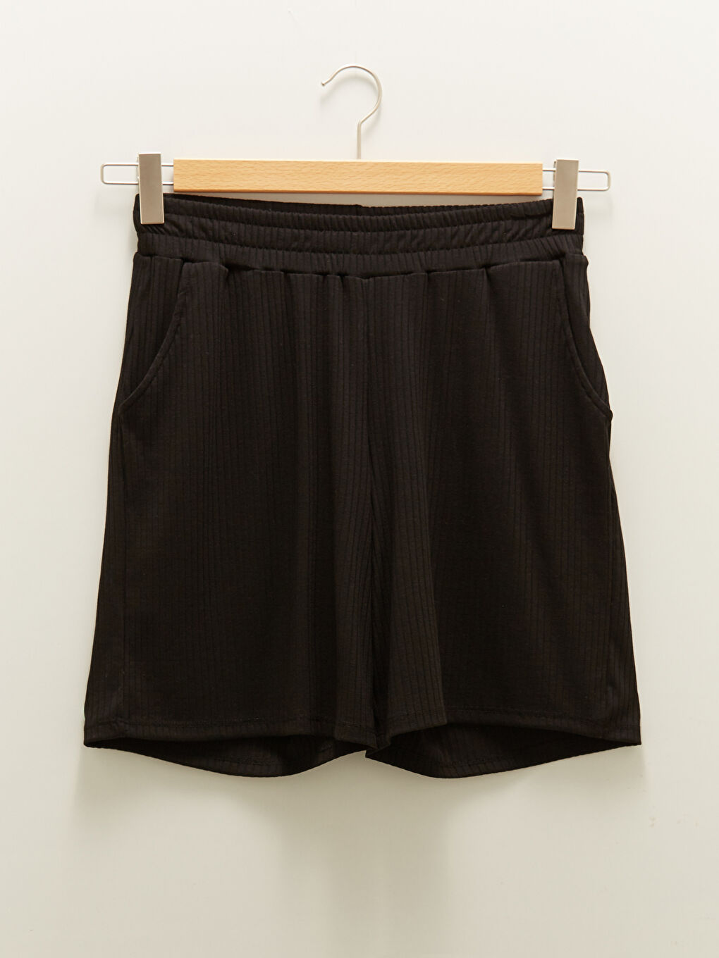 Elastic Waist Plain Pocket Detailed Camisole Fabric Maternity Corduroy Shorts-5