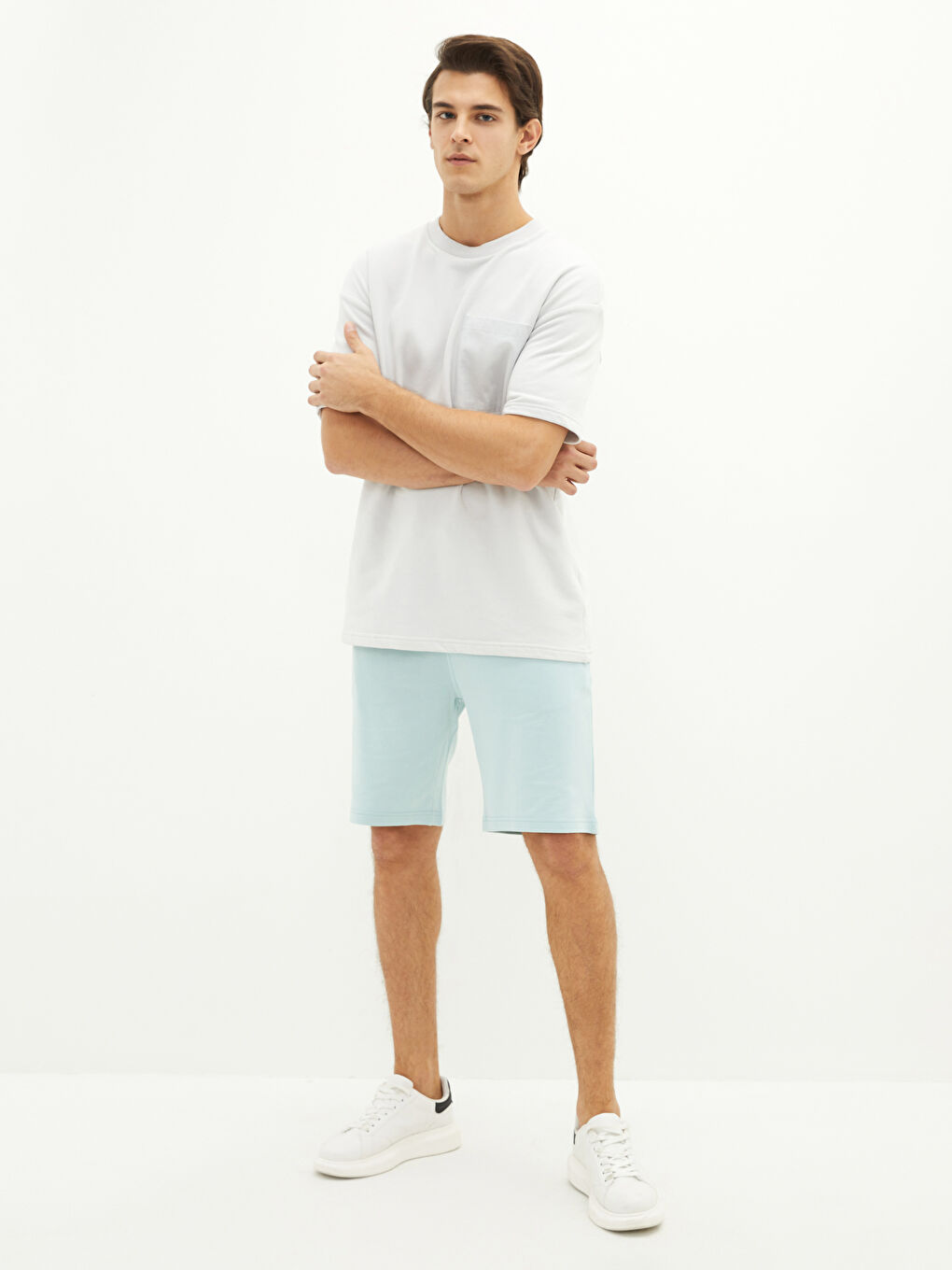 Yeşil Standart Kalıp Örme Erkek Şort-1