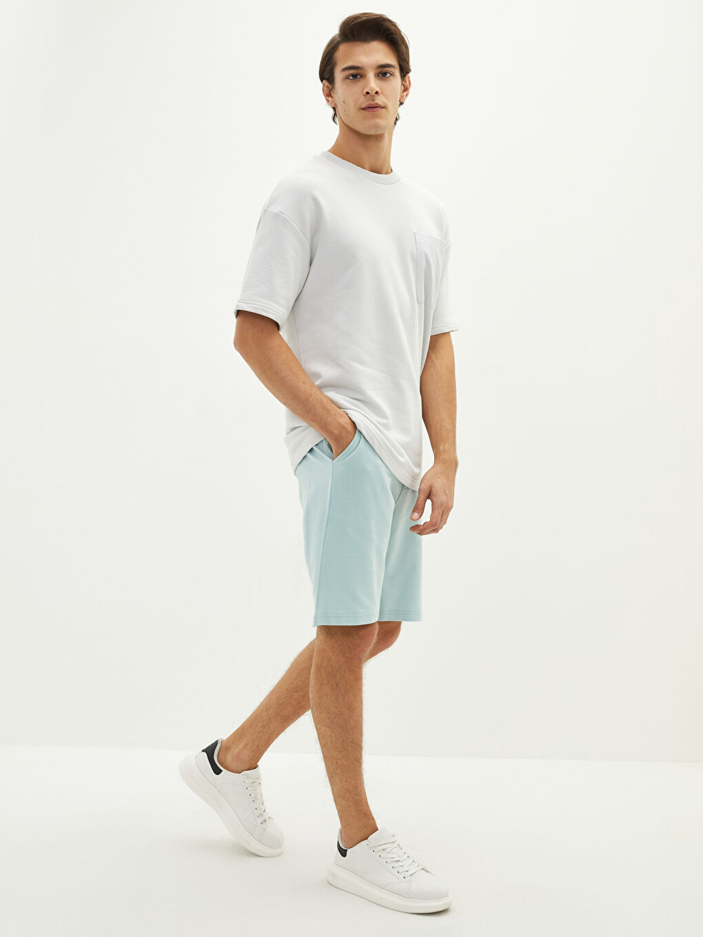 Yeşil Standart Kalıp Örme Erkek Şort-3