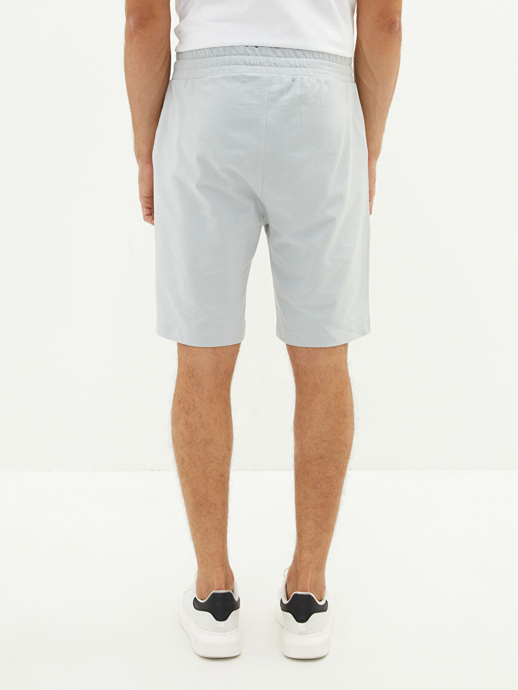 Gri Standart Kalıp Örme Erkek Şort-4