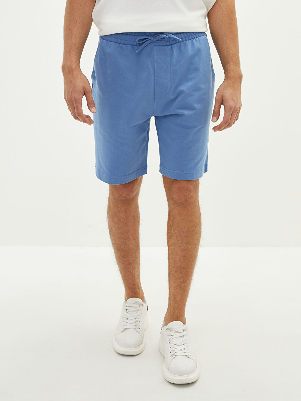 Mavi Standart Kalıp Örme Erkek Şort-3