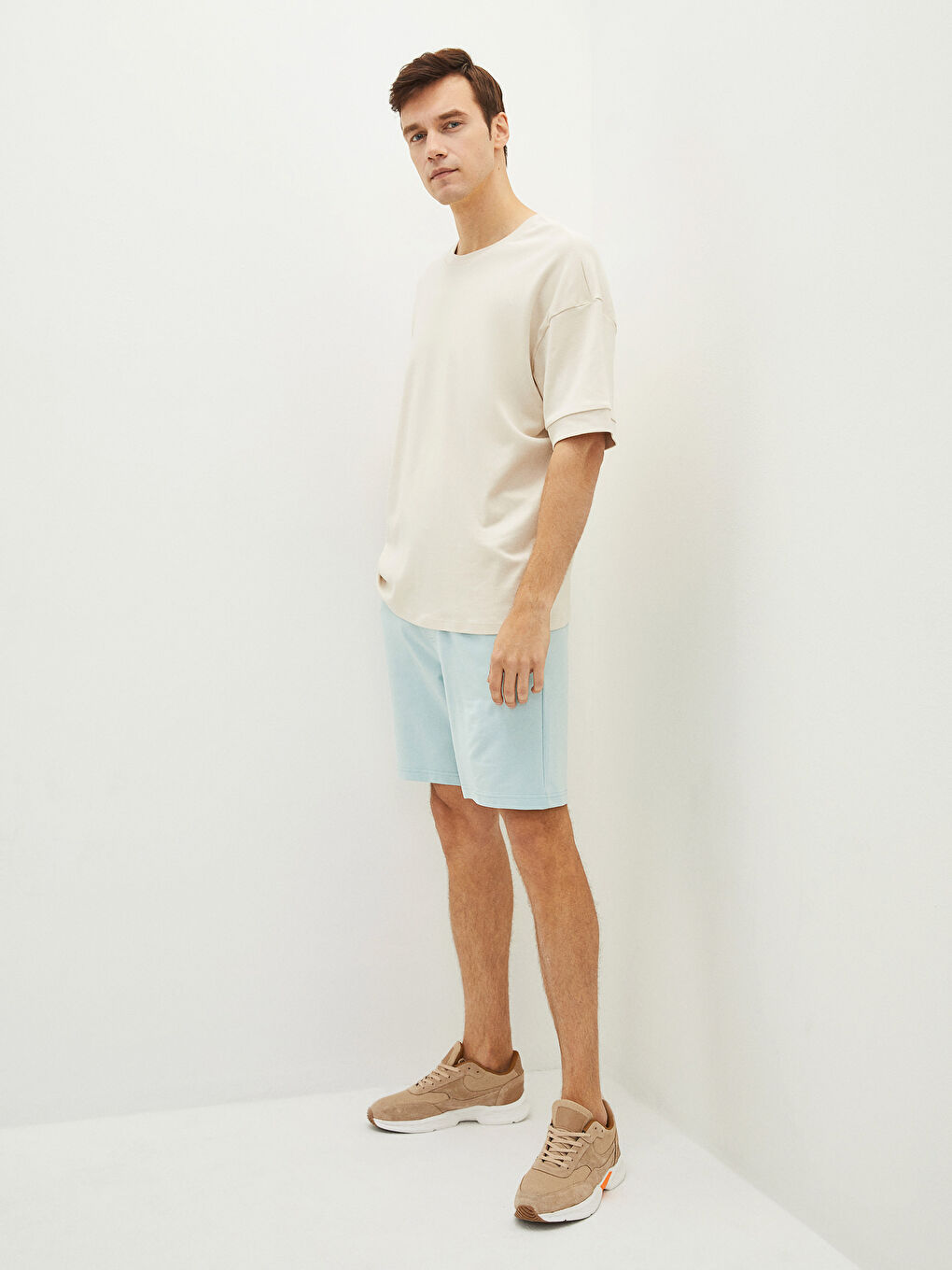 Yeşil Standart Kalıp Örme Erkek Şort-2