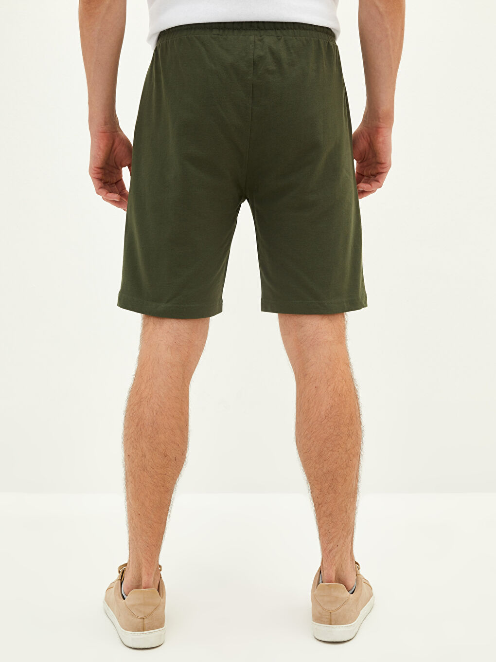 Haki Standart Kalıp Örme Erkek Şort-2