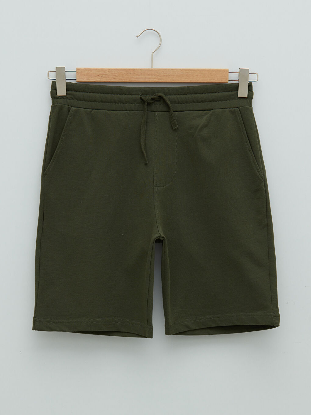 Haki Standart Kalıp Örme Erkek Şort-4