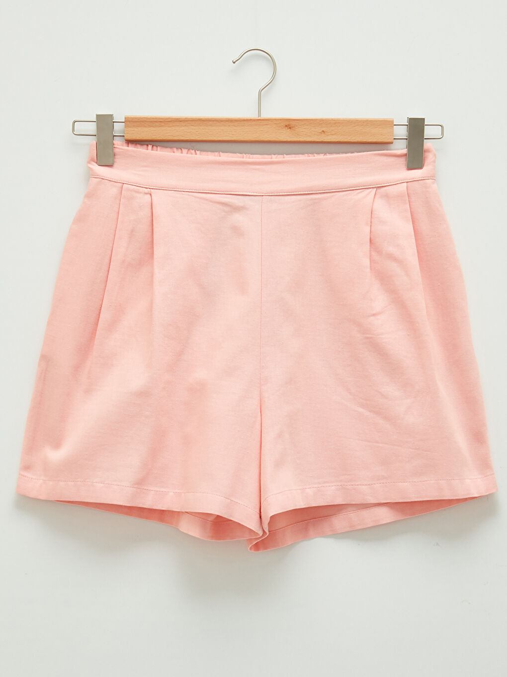 Elastic Waist Flat Pocket Detailed Gabardine Women's Bermuda Shorts-5