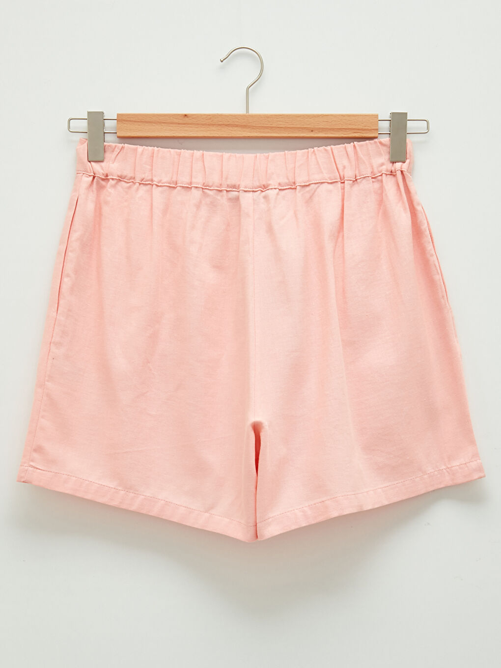 Elastic Waist Flat Pocket Detailed Gabardine Women's Bermuda Shorts-6