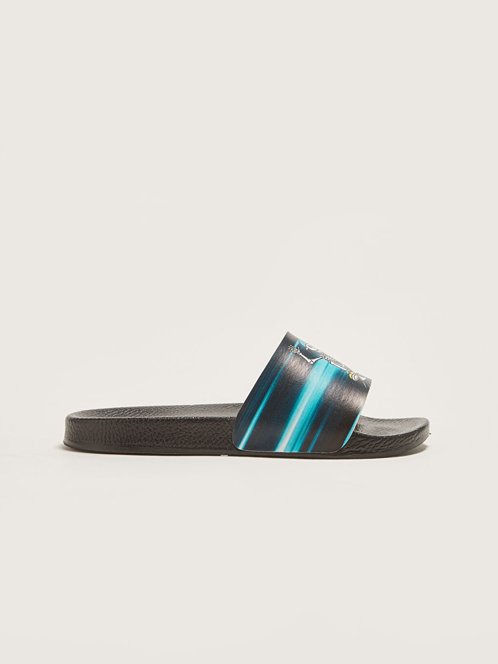 Siyah Baskılı Tek Bantlı Erkek Çocuk Terlik-3