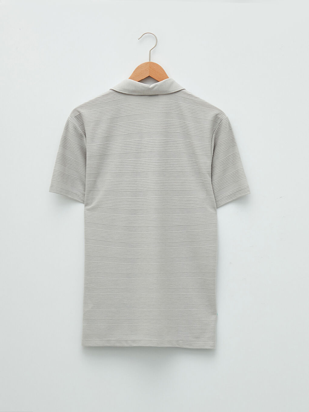 Gri Polo Yaka Kısa Kollu Erkek Tişört-6