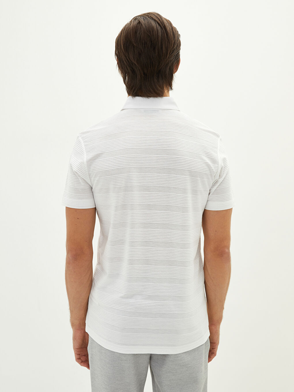 Ekru Polo Yaka Kısa Kollu Erkek Tişört-4