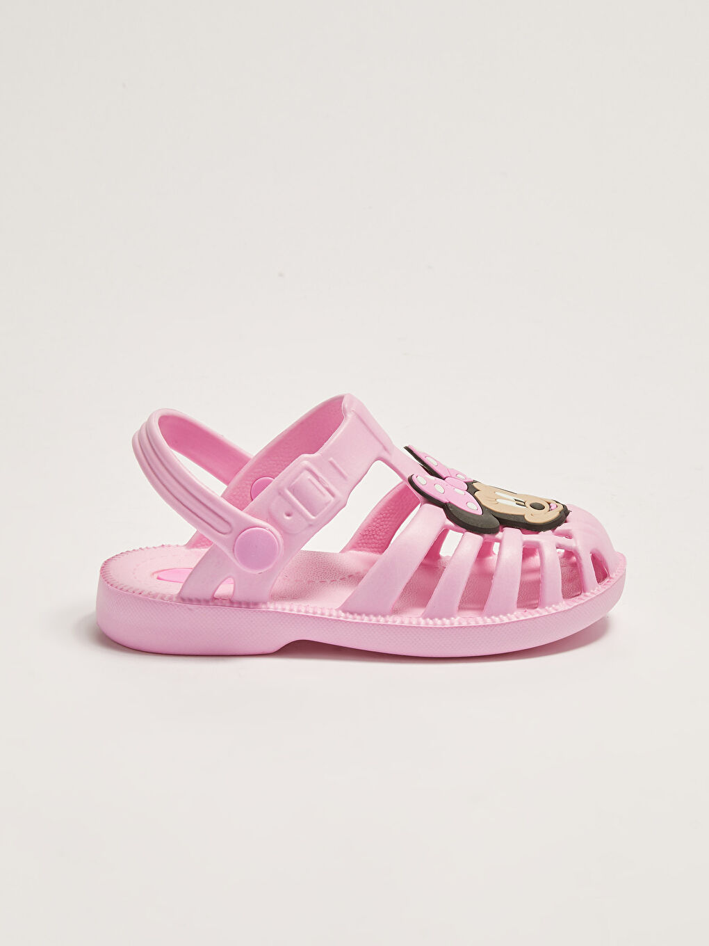 Pembe Minnie Mouse Baskılı Kız Bebek Sandalet-1