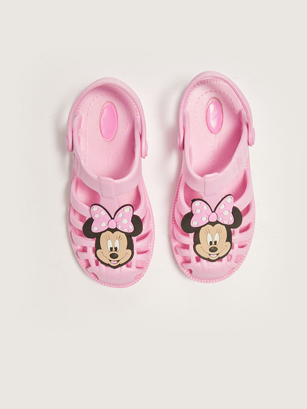 Pembe Minnie Mouse Baskılı Kız Bebek Sandalet-4