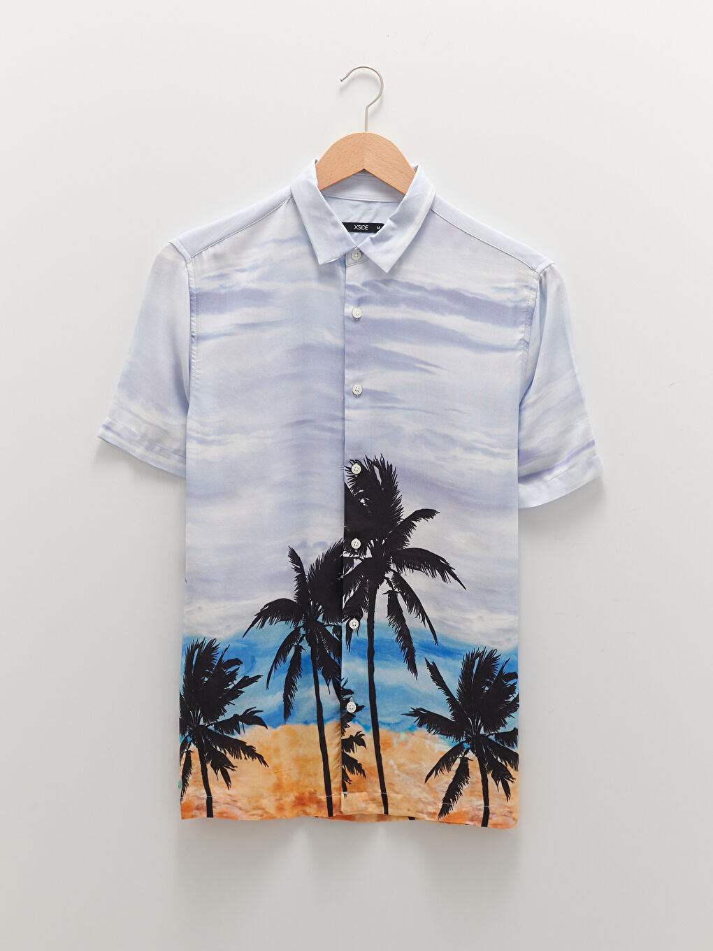 قميص فيسكوز مطبوع كم قصير عادي للرجال-5