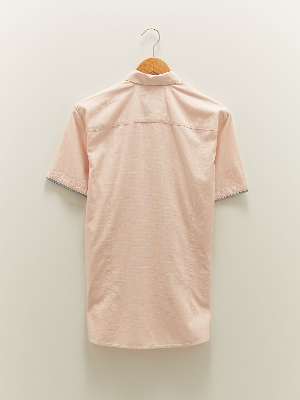 Pembe Slim Fit Kısa Kollu Erkek Gömlek-7