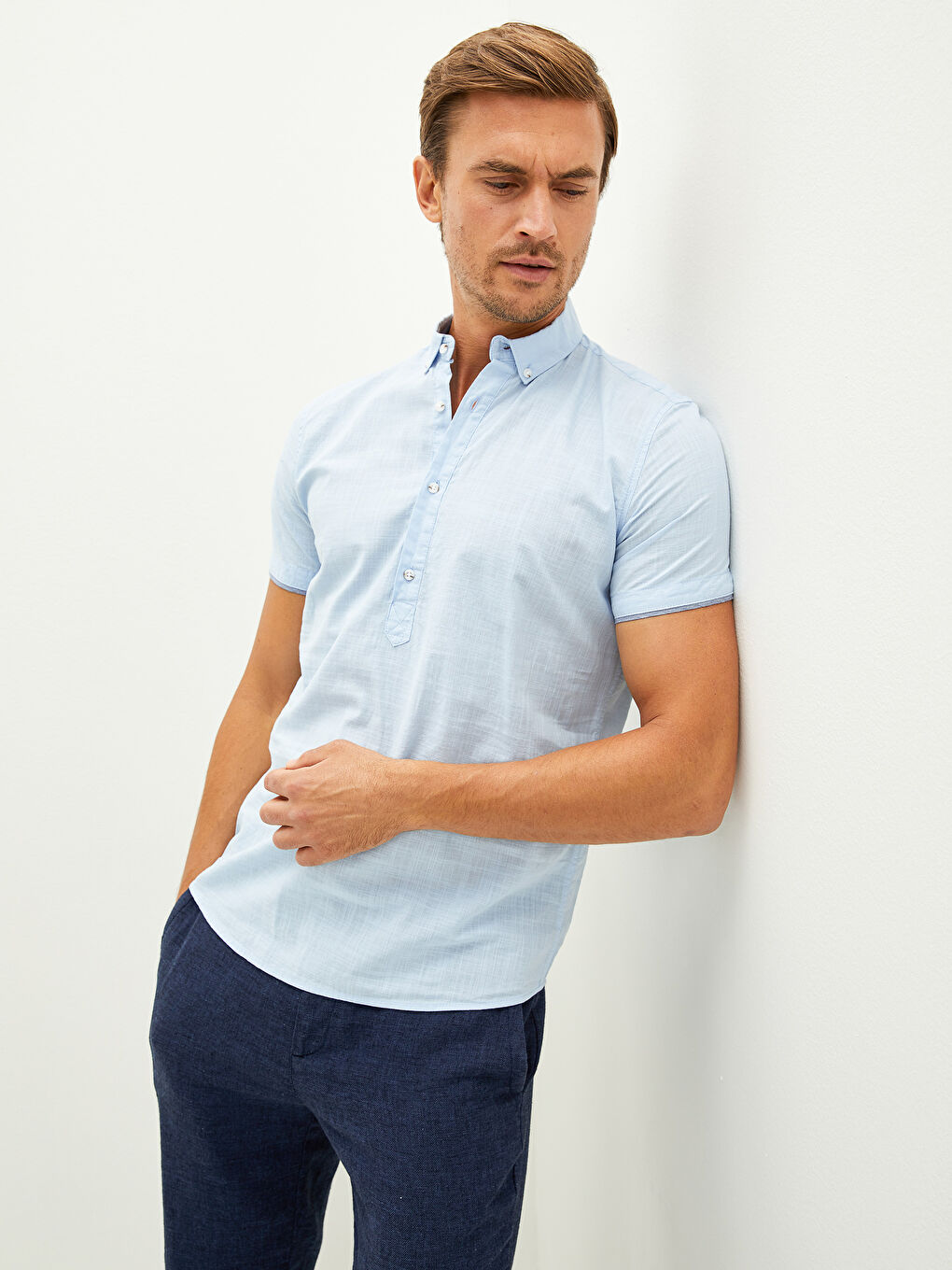 LCW Vision Slim Fit Kısa Kollu Erkek Gömlek -S1LU83Z8-RUS