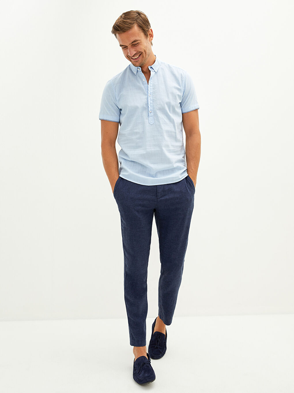 LCW Vision Slim Fit Kısa Kollu Erkek Gömlek -S1LU83Z8-RUS