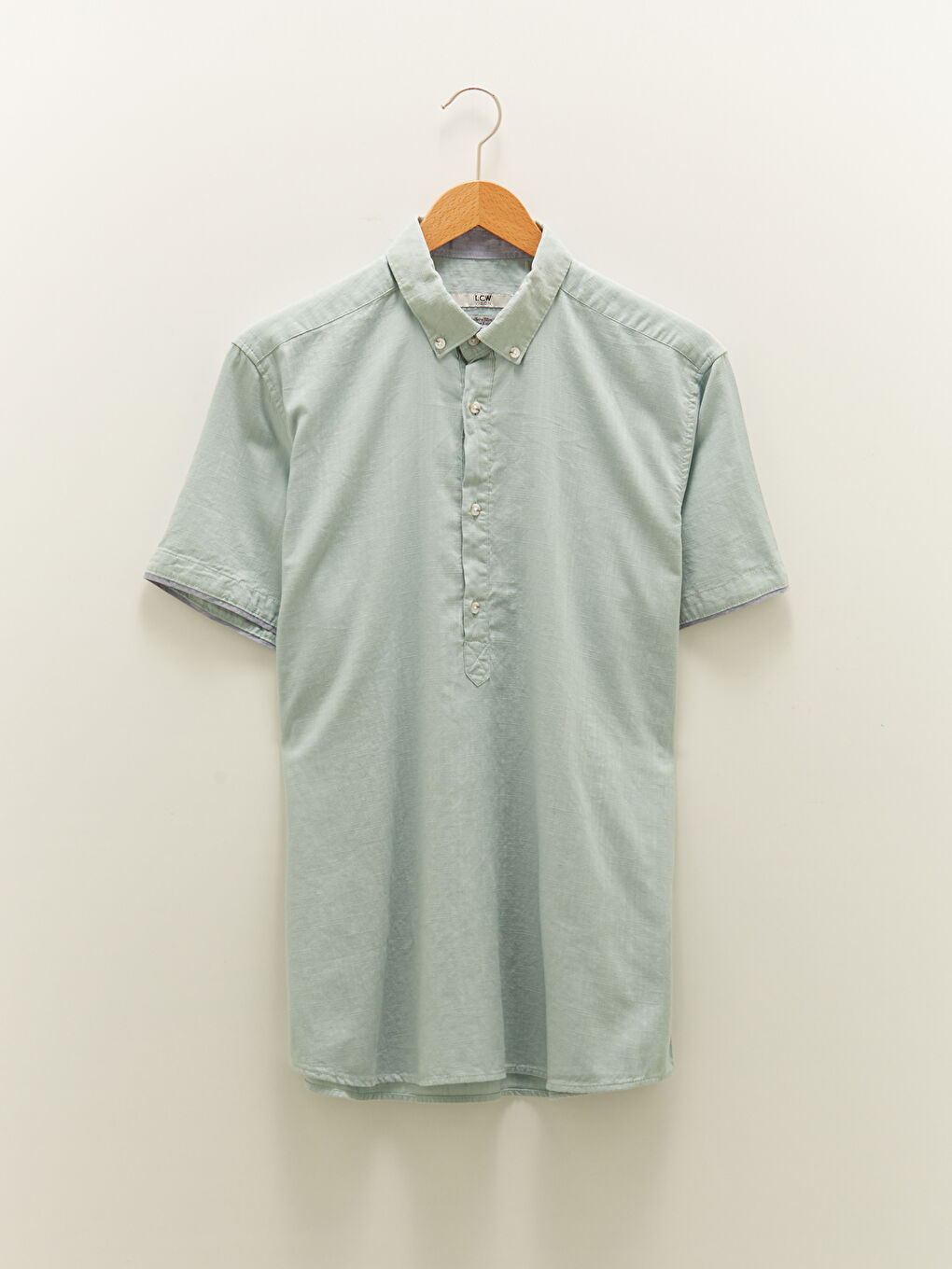 Yeşil Slim Fit Kısa Kollu Erkek Gömlek-5