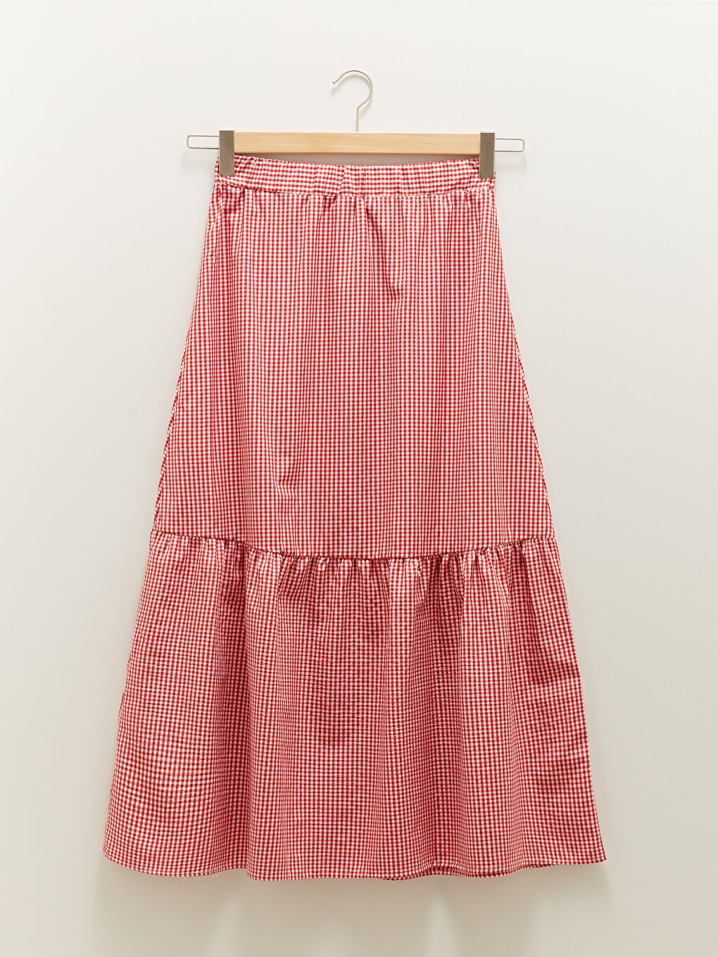 Elastic Waist Plaid Medina Silk Fabric Women's Skirt-6