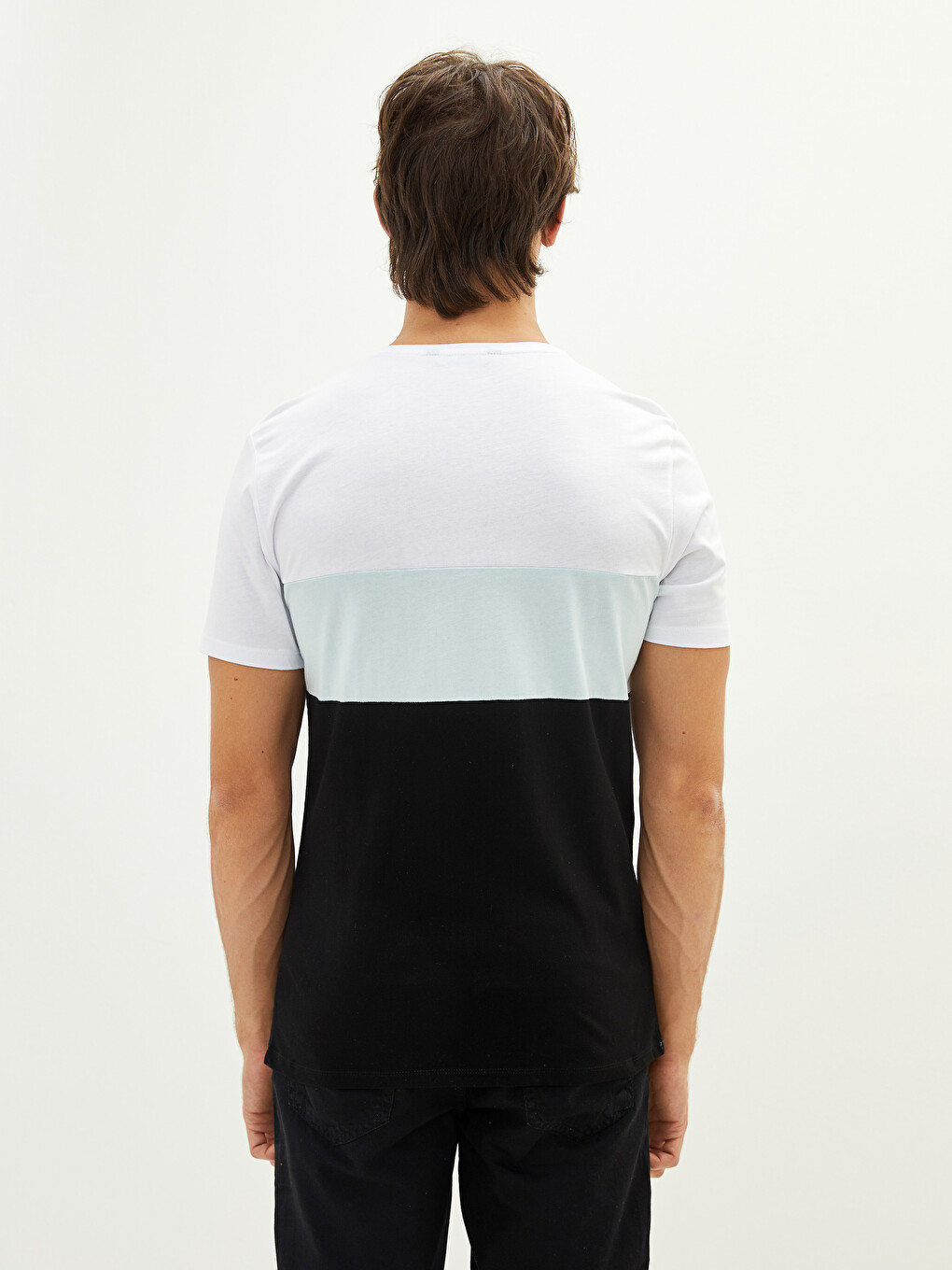 Crew Neck Short Sleeve Color Block Jersey Men's T-shirt-4