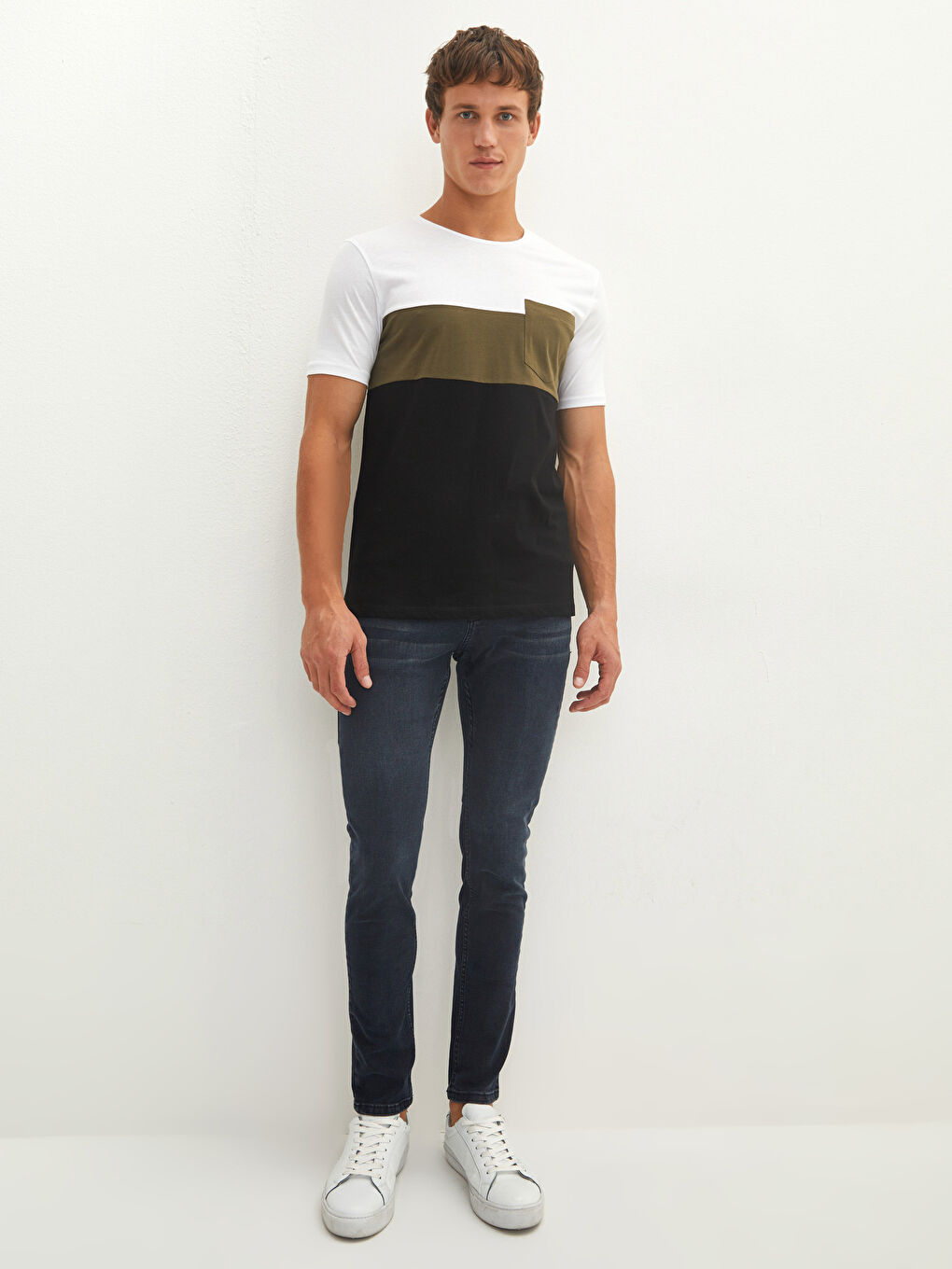 Футболка для чоловіків з коротким рукавом, круглим вирізом горловини, колор-блок, джерсі-2