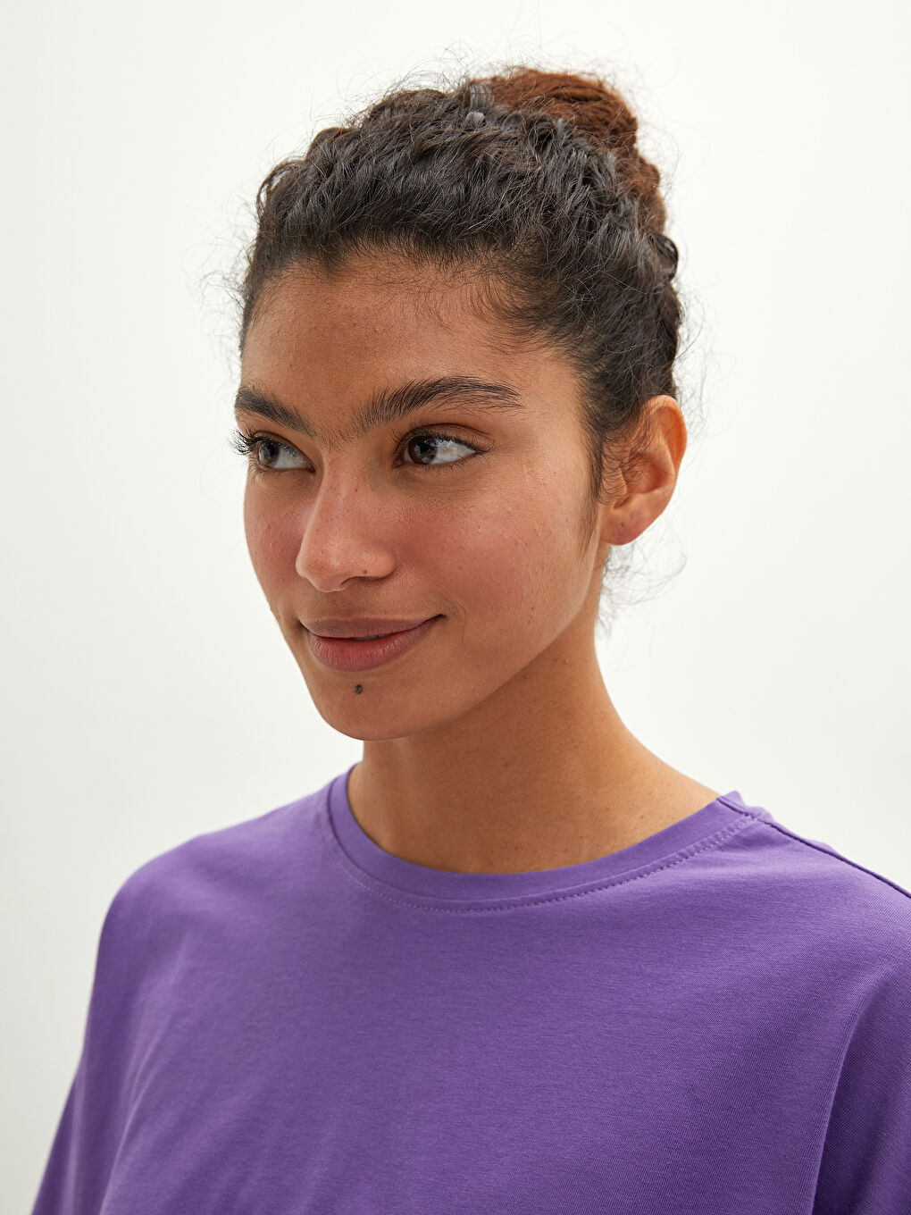 طقم بيجامة شورت قطن كم قصير ياقة دائرية سادة-2