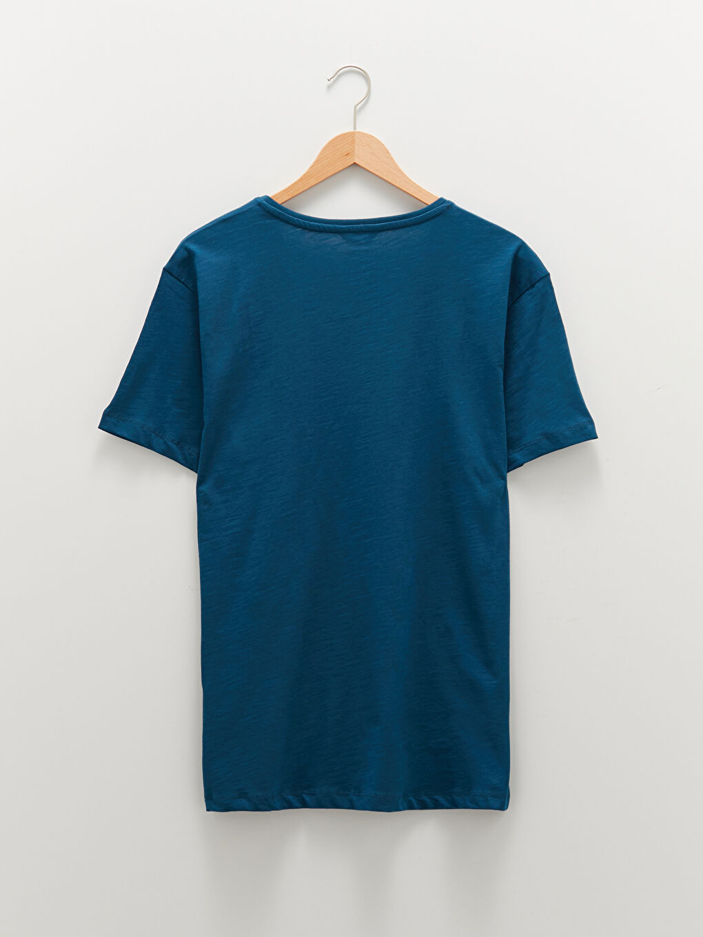 Petrol Bisiklet Yaka Baskılı Kısa Kollu Penye Erkek Tişört-6