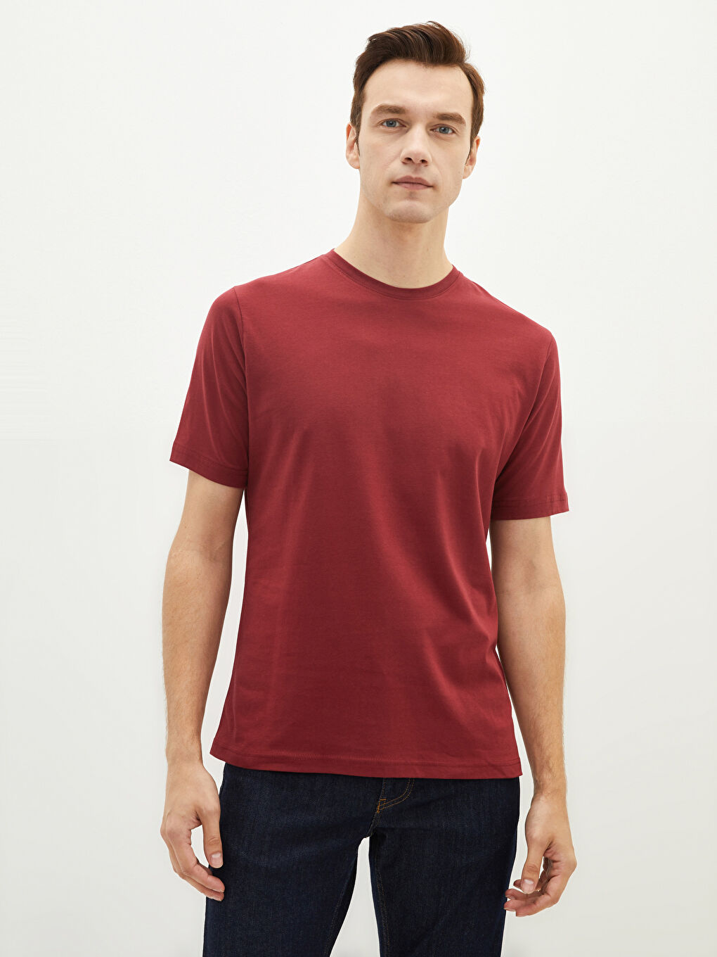 Tricou pentru Bărbați cu Guler Rotund, Mânecă Scurtă, din Bumbac Pieptănat, Pachet de 3-2