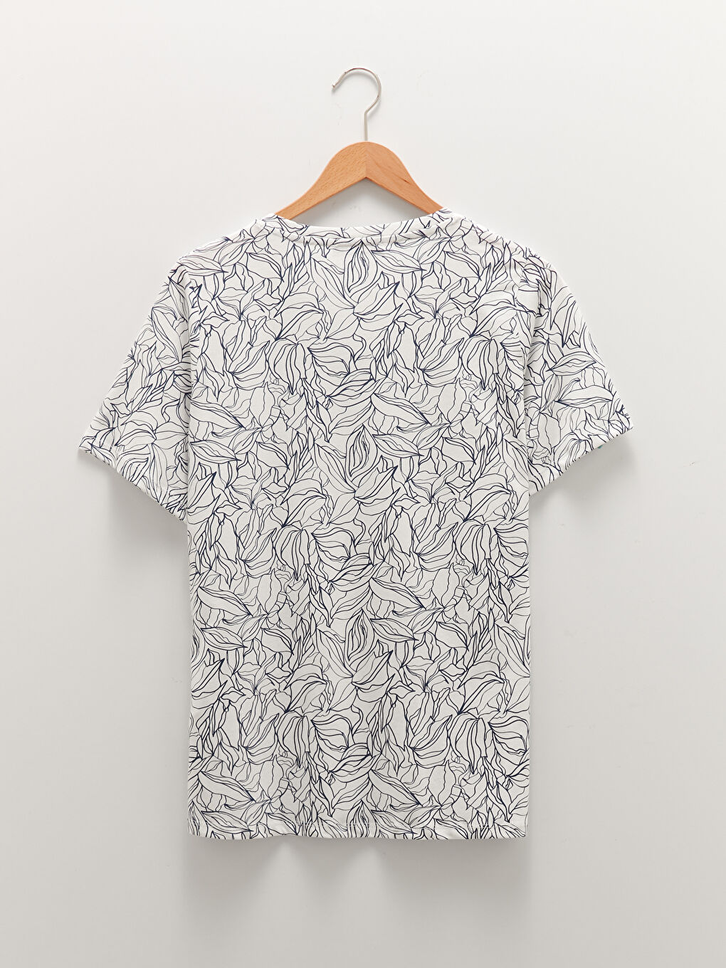 V-Neck Patterned Short Sleeve Cotton Women's T-Shirt-5
