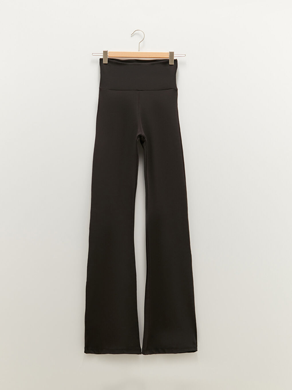 Siyah Beli Lastikli Dar Fit İspanyol Paça Kadın Tayt-6