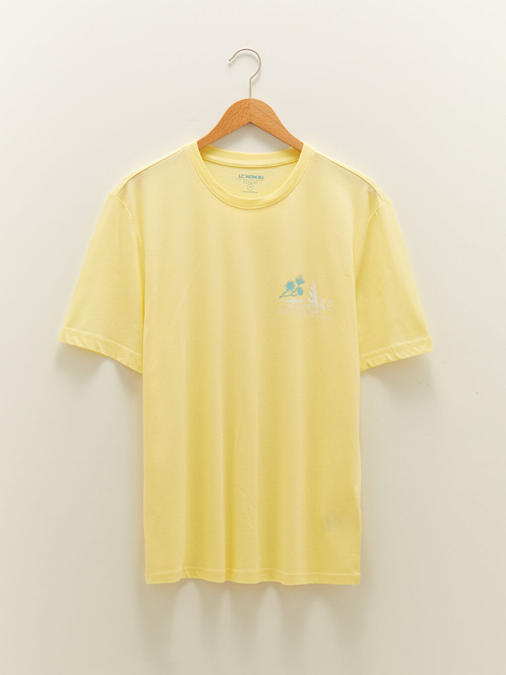 Sarı Bisiklet Yaka Kısa Kollu Baskılı Penye Erkek Tişört-5